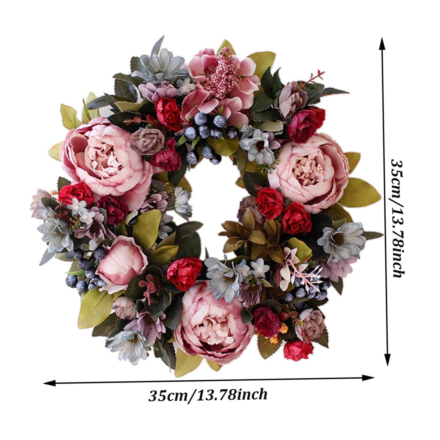 Frühlings-Türkranz, künstlicher Pfingstrosen-Kranz, 34, 9 cm, hängende künstliche Blumen, Türkränze im Freien, das ganze Jahr über, für Zuhause, Bauernhaus, Hochzeit, Valentinstag, Kränze, Dekoratio