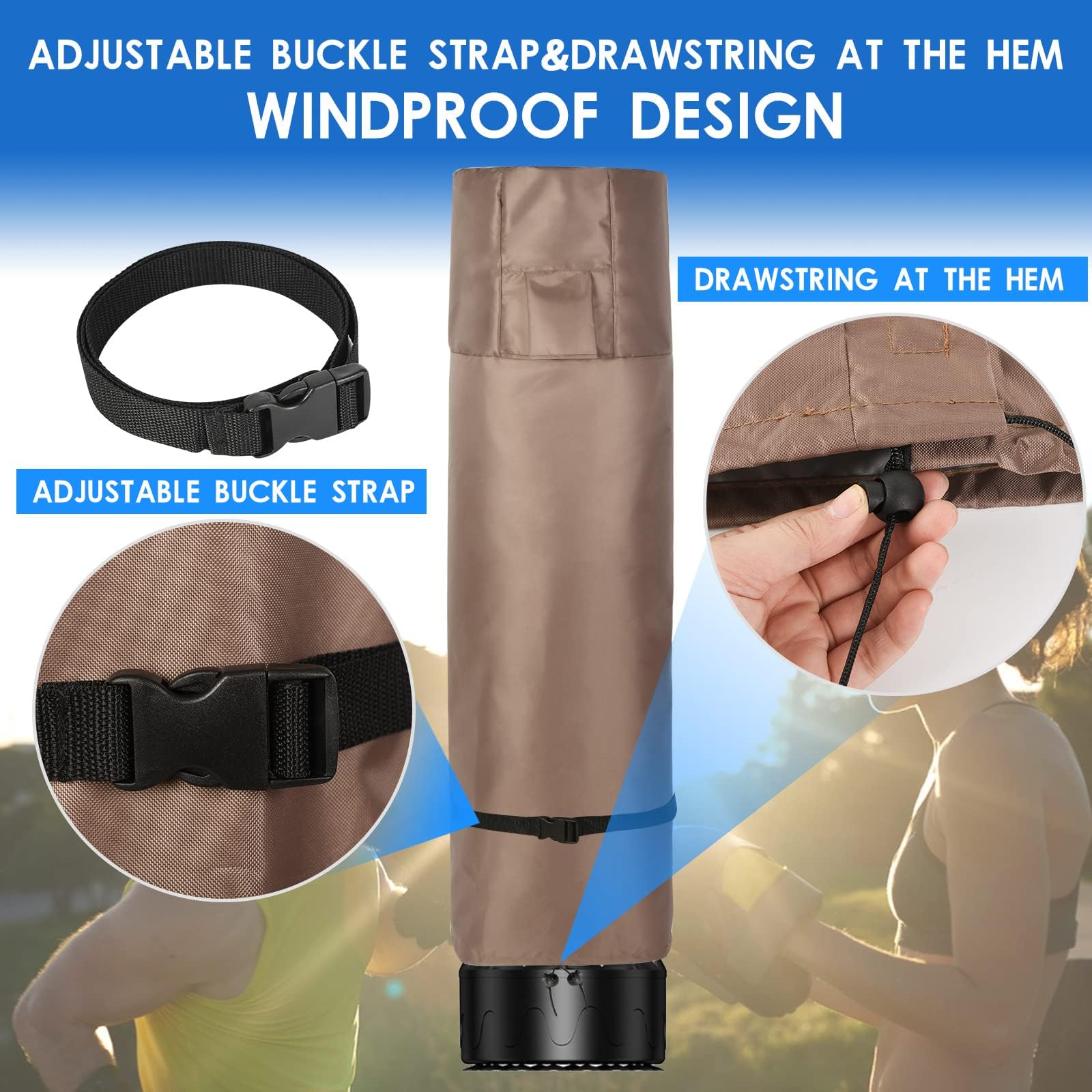Funda Exterior para Saco de Boxeo, Cubierta Impermeable para Bolsa de Boxeo de Pie con Cremallera Lateral y Rejilla de Ventilación, 420D Oxford Marrón