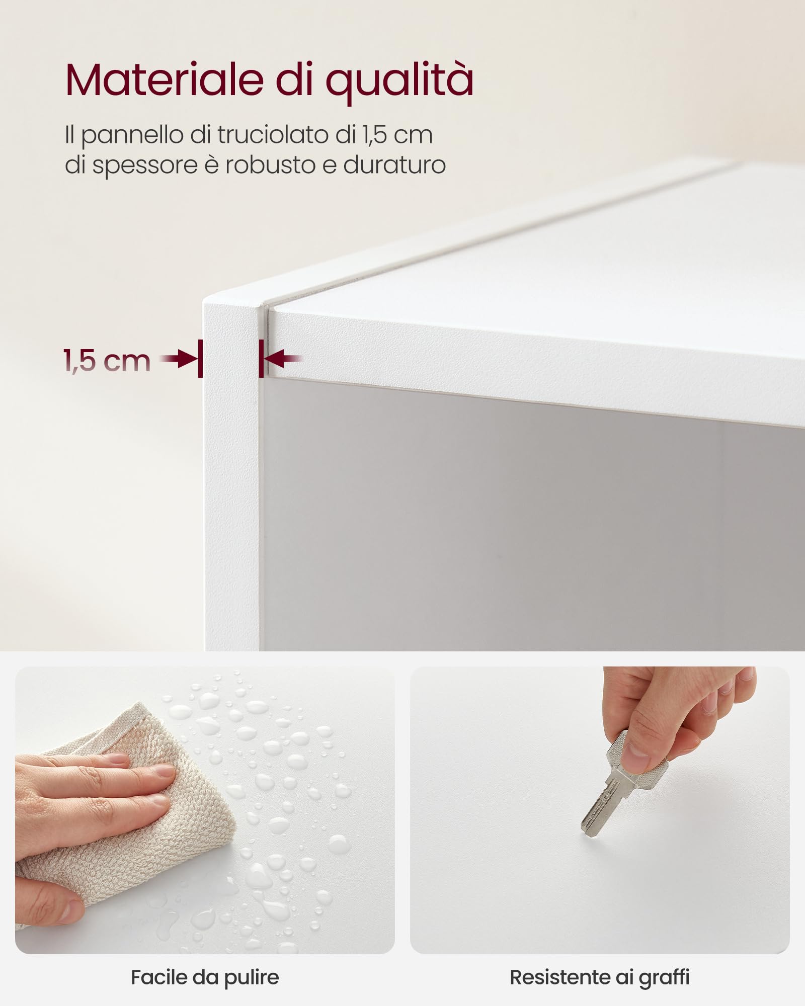 VASAGLE Scaffale a 3 Ripiani, Libreria, Scaffalatura Portaoggetti, Organizzatore con Scomparti, Ripiani Aperti e Regolabili, per Soggiorno, Ufficio, Camera da Letto, Bianco Nuvola LBC163T14
