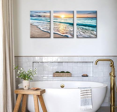 Miniatura 3 de JiazuGo Decoración del océano, decoración de baño de playa, arte de pared para sala de estar, decoración de playa para el hogar, imágenes para