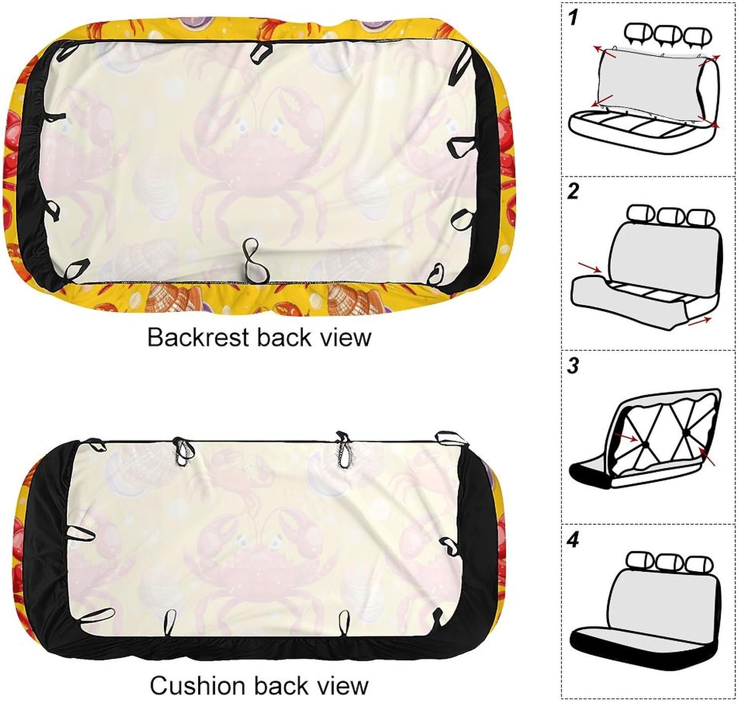 Beautiful Red Crab Car Seat Cover Print Rear Bench Seat Cover Car Seat Protector Car Interior Accessories for Women Men