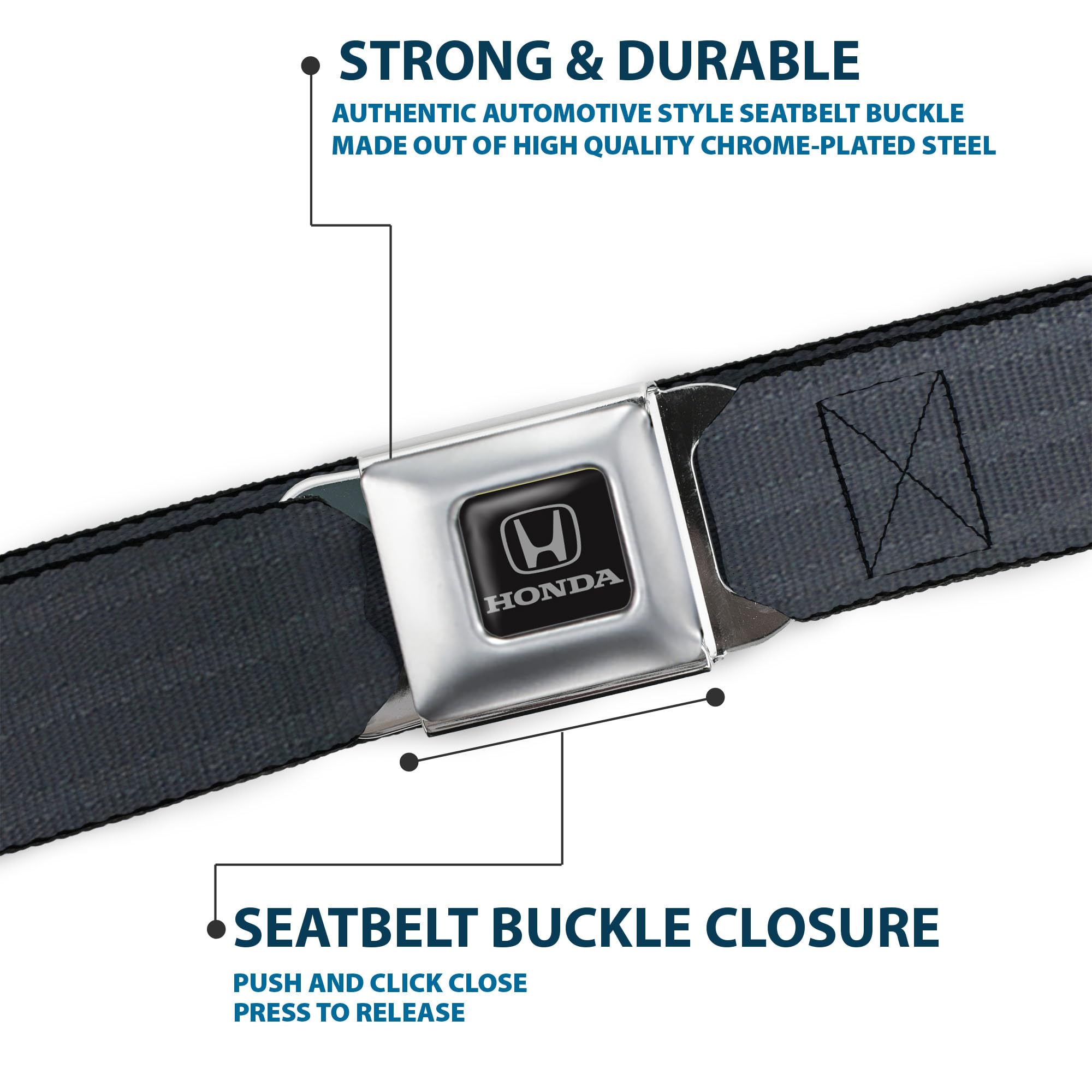 Buckle-Down Cinturón de seguridad - Negro - 2.5 cm de ancho - 51.8 cm - 91.4 cm de largo