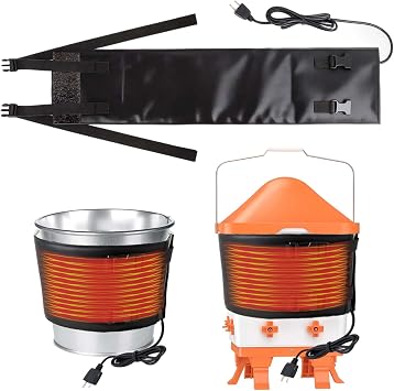 7" W30" L Chicken Water Heater Belt Strap, Energy Saving Heated Poultry Coop Waterer Warmer with 6ft Cable for Prevent 2-5 Gal Bucket Freeze in Extremely Cold Winter,Auto Temp Control& Easy Install