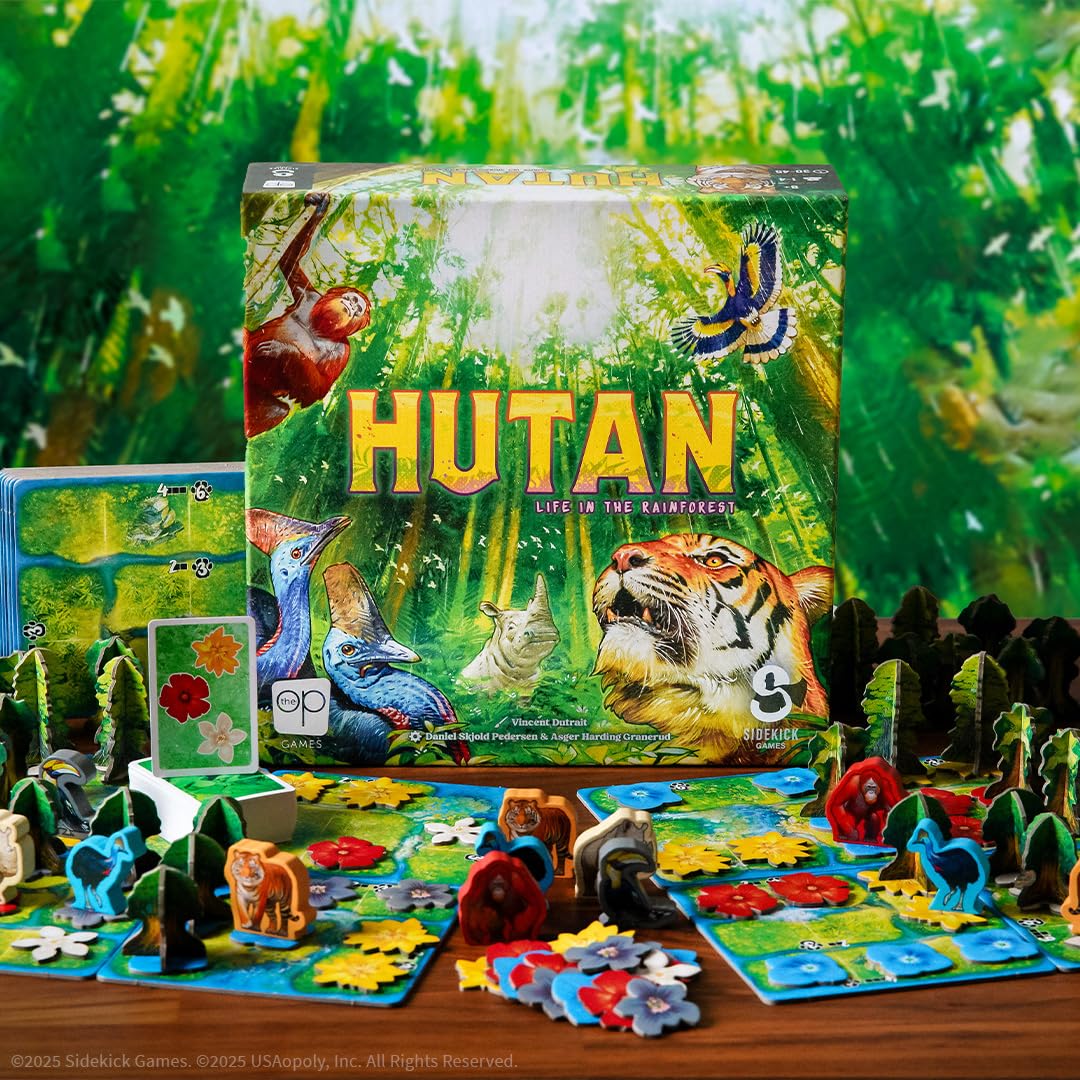 USAopoly HUTAN: Life in The Rainforest - Tile Placement Board Game - for Families & Friends - 1–4 Players | 30–45 Min | Age 8+ - English