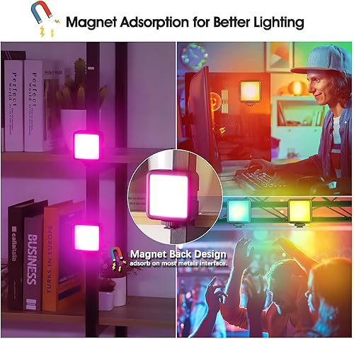 Miniatura 4 de Luces de video RGB Iluminación de fotografía - Mini luz LED para cámara con 3 soportes de zapata fría 360 a todo color, CRI95+ 2500-9000K lámpara de
