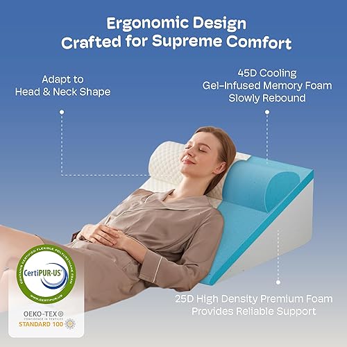 Miniatura 2 de Juego de almohadas ortopédicas de cuña para después de la cirugía (3 piezas). Cabecero de almohada de cuña de espuma viscoelástica ajustable 15 en