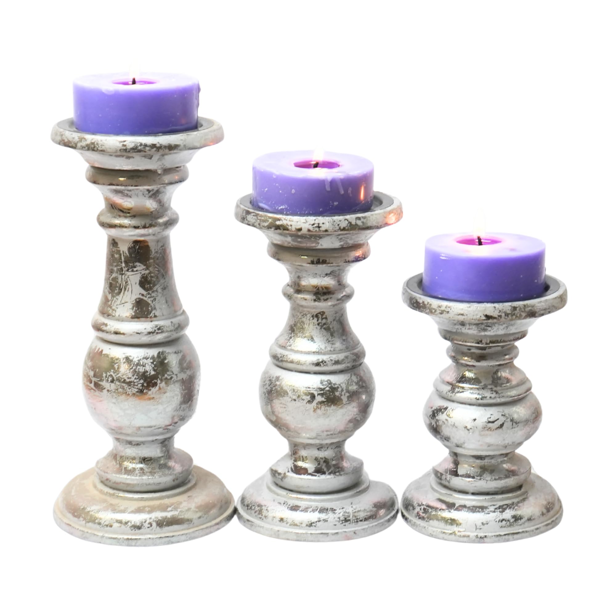 Candle Holders for Pillar Candles, Set of 3 - Vintage Tall Candle Stands 10