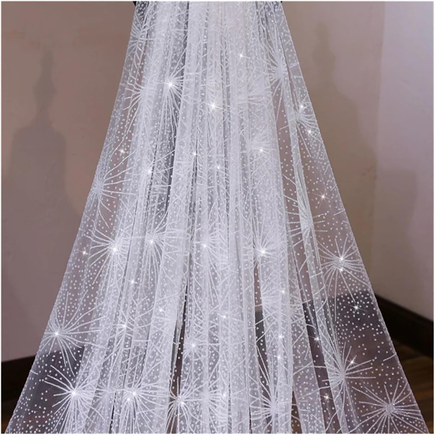 Fashion Luxury Wedding Veils for Brides Bling Gold 3 Meters Sequins Crystal Big Bridal Veils Wedding Accessories(Starry Sky White)