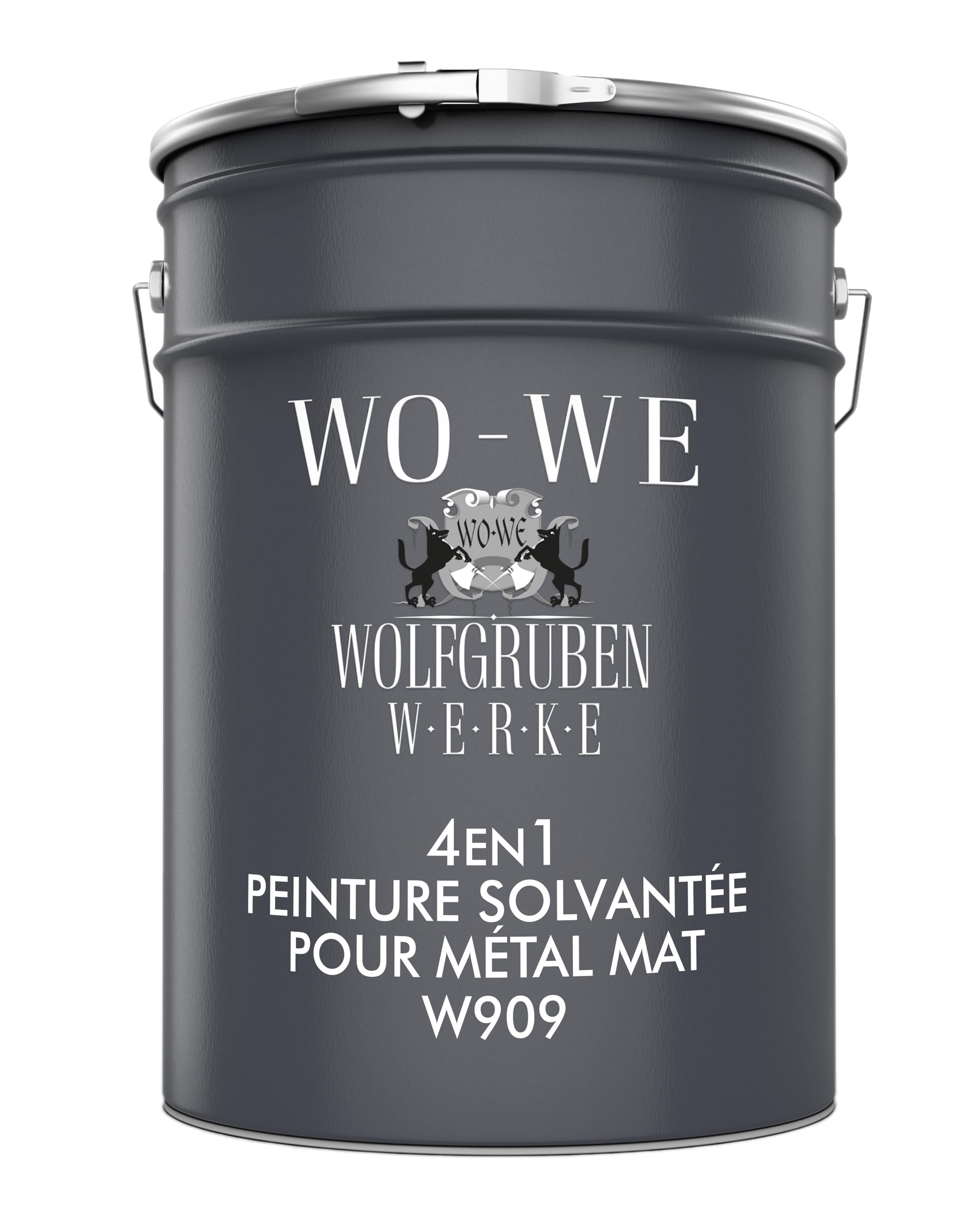 WO-WE Peinture métal MAT 3 en 1 anti-corrosion fer, acier W909 - Noir 5L