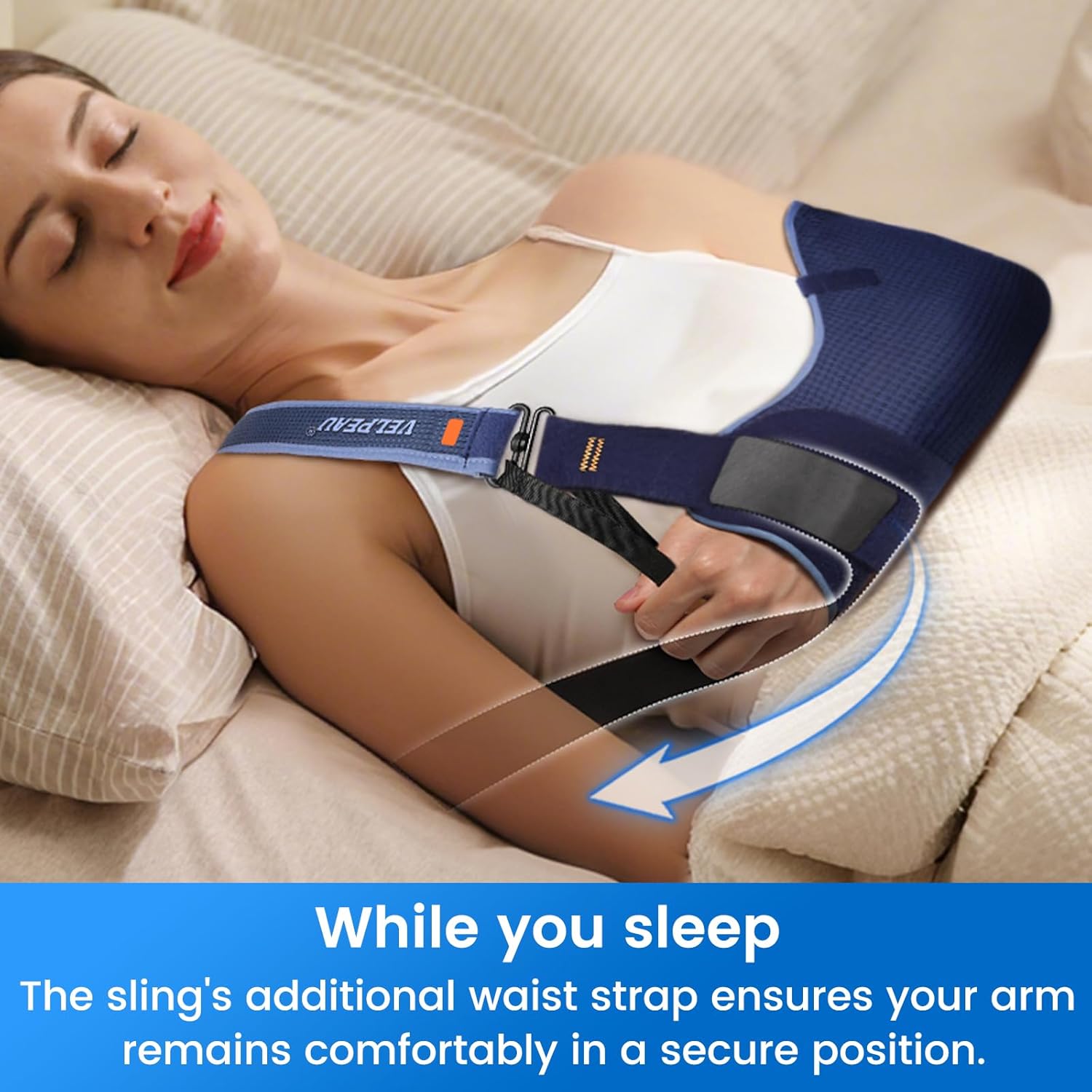 VELPEAU Arm Sling Shoulder Immobilizer for Women and Men, fit Left or Right Arm - Rotator Cuff Support Brace -Medical Sling for Shoulder, Clavicle, Elbow Injury (Breathable type, Large: Bust 33.5″-41″) - Image 7