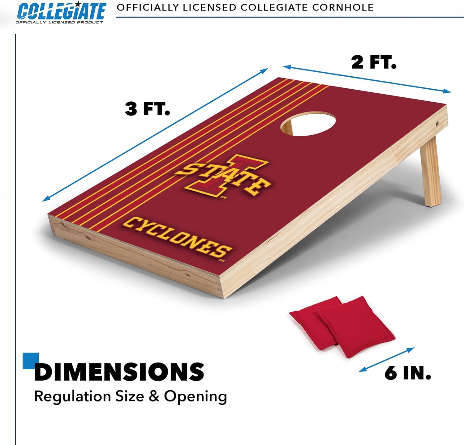 2' x 3' Solid Wood Cornhole Set with Direct Print HD Team Graphics – Great Gift for Any NCAA Fan! Bean Bag Toss Family Outdoor Games
