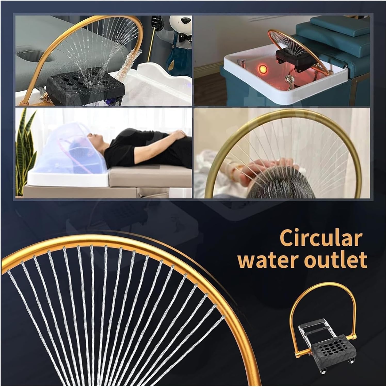 Water Circulation Frame with Pillow Kit, with Water Pump and Metal Fastening, for Hair Treatment Fumigation Salon Barber Shop, 180° Adjustable