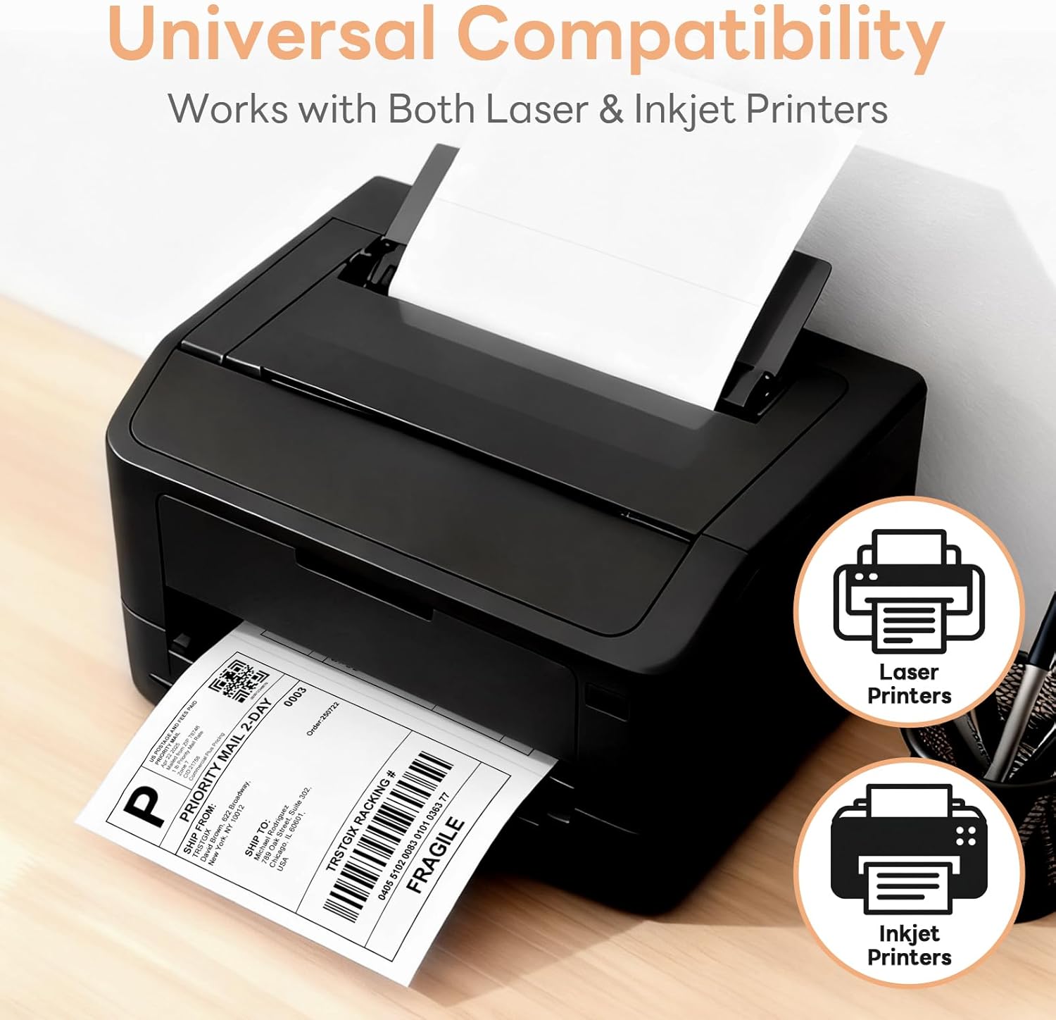 8.5" x 5.5" Address Labels for Laser & Inkjet Printers, 1000 Labels (500 Sheets), Easy Peel Shipping Labels, Strong Adhesive for Mailing, Packages, Organizing, and Custom Printing, TRSTGIX