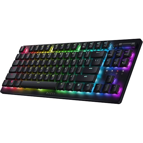 Razer DeathStalker V2 Pro TKL Wireless Gaming Keyboard: Low-Profile Optical Switches - Linear Red - HyperSpeed Wireless & Bluetooth 5.0 - Up to 200 Hrs - Ultra-Durable Coated Keycaps - Chroma RGB