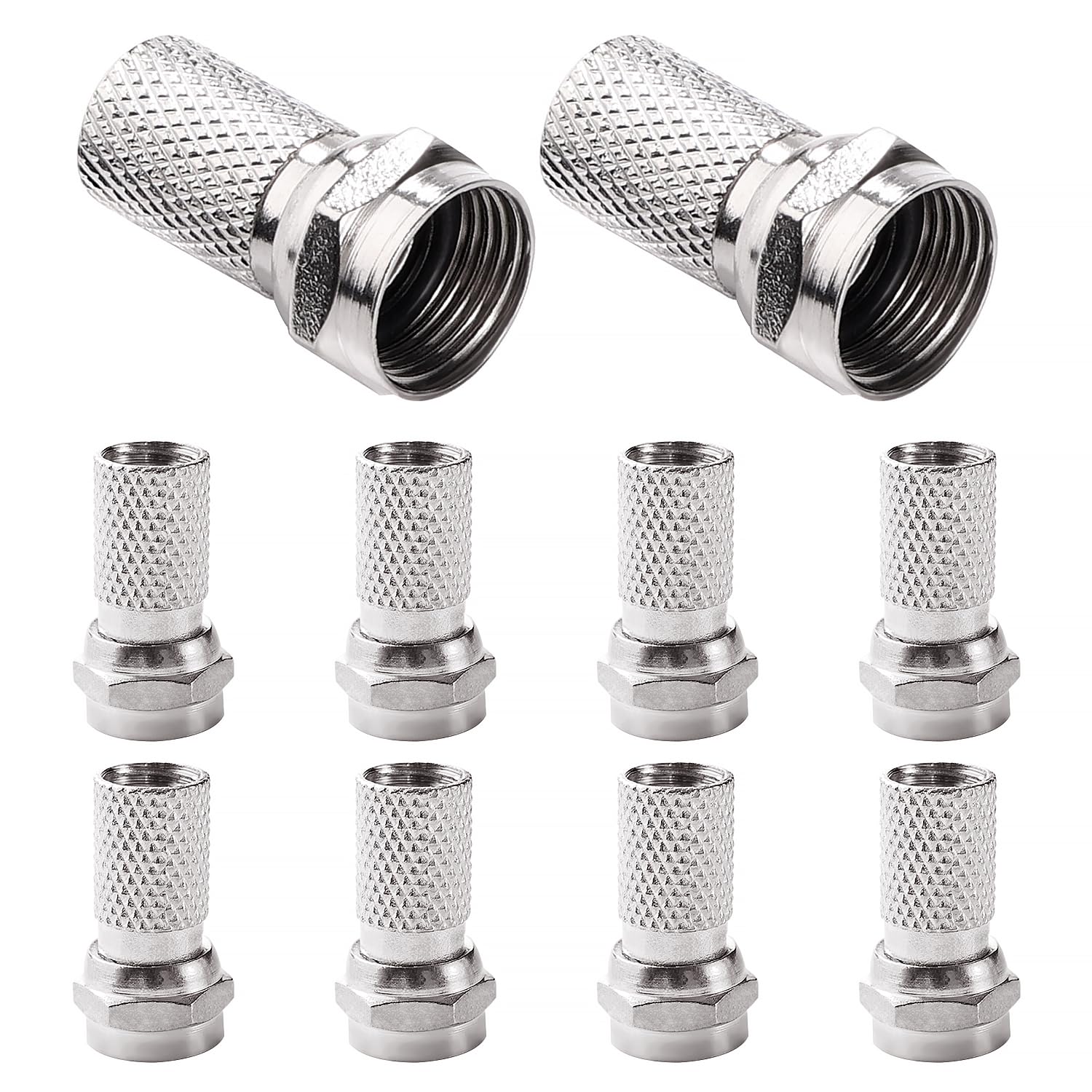 Connecteurs à Vis de Type F pour Câble Coaxial RG6, Argent, 10 Pièces