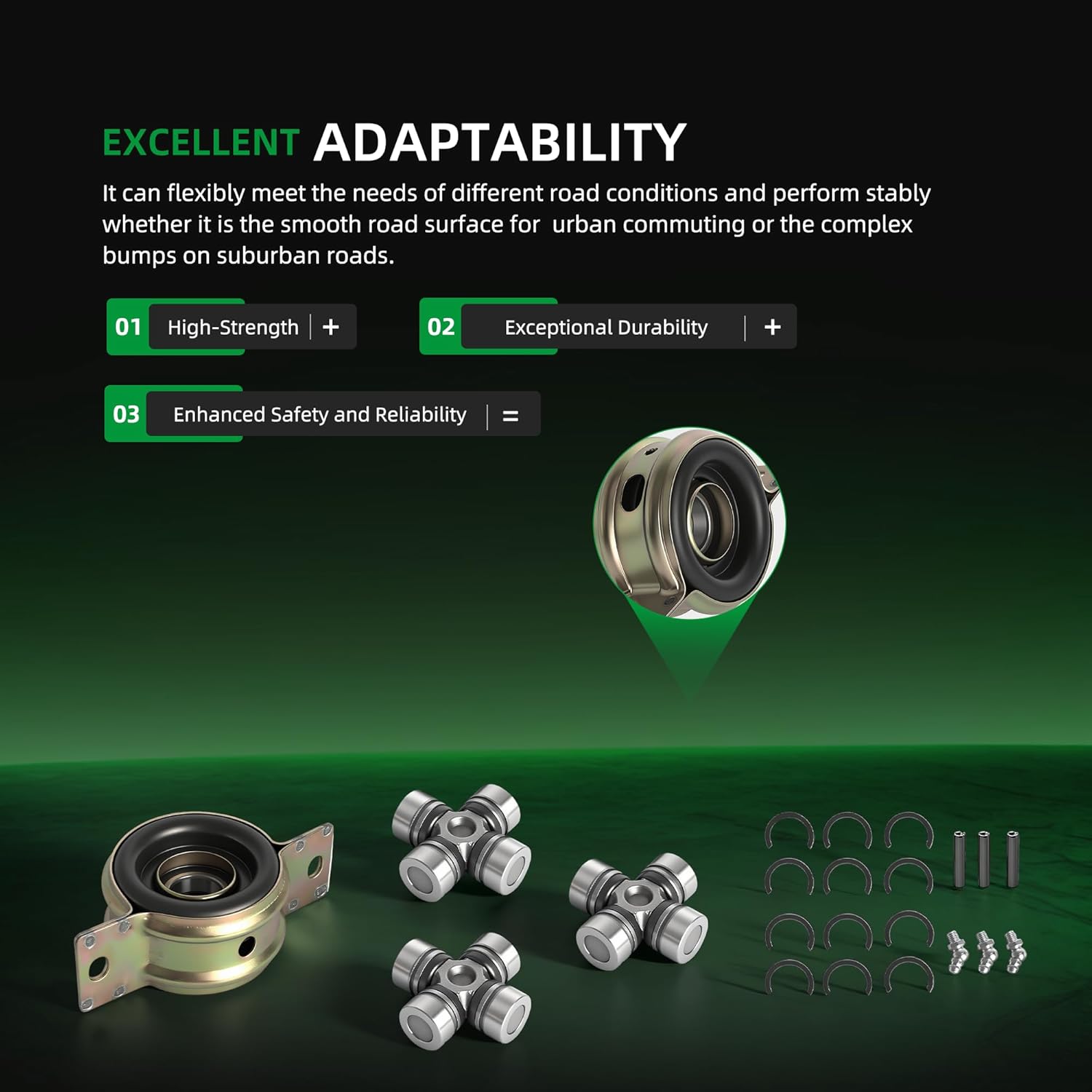 3514748 Propeller Prop Shaft Bearing Carrier+U-Joint for Polaris Ranger Crew 900,900 XP 14-19,for Polaris Ranger Crew 1000 XP 17-18,for Polaris Ranger Crew 1000 18-23,OE 3235500 3260104 3235616