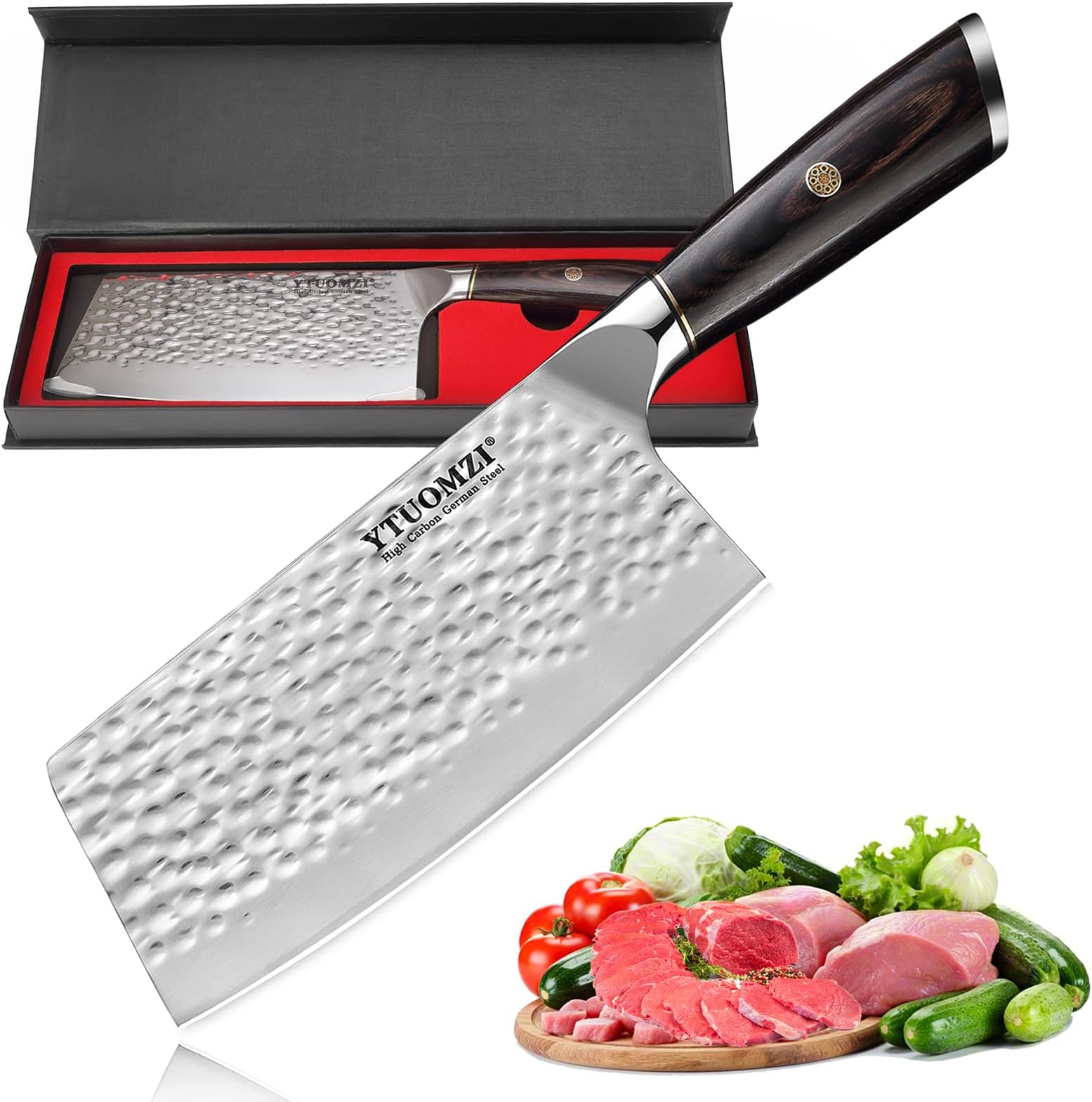 - Non-stick Cleaver Knife 7-inch, Chinese Chef's Knife for Kitchen, High Carbon German Stainless Steel Vegetable Chopping Knife, China Chopper | CaiDao, Ergonomic Handle, Gift Boxed (7" Meat Cleaver)