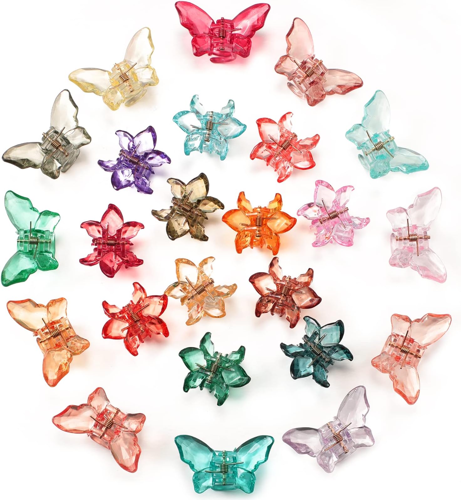 24 Pieces Butterfly Hair Clips Clear Hair Claw Clips Flower Clear Butterfly Clips Beautiful Flower Jaw Clips Colorful Hair Jaw Clamps Non Slip Cute Hair Accessories for Girls and Women Christmas Gifts