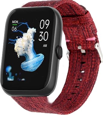 Compatible for Virmee VT3 Plus Band, Youkei Breathable Nylon Woven Fabric Replacement Accessory Strap Compatible for Virmee VT3 Plus Smartwatch Red