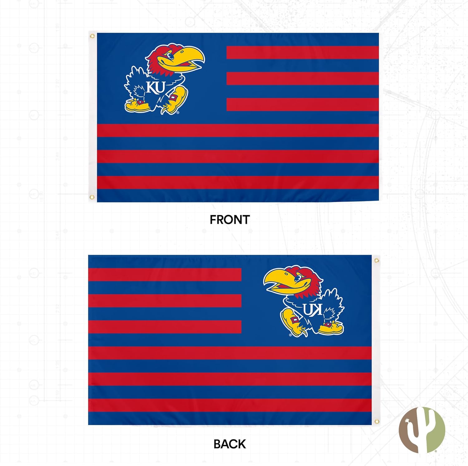 Desert Cactus The University of Kansas TUK Flag - 3 x 5 Feet Jayhawks Banner, Indoor/Outdoor Durable Fabric, 100% Polyester Design (Style Nation) - Image 2