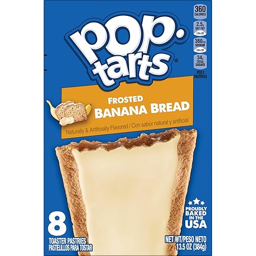 Vista 7 de Pop-Tarts - Tostadas, alimentos para el desayuno, bocadillos para niños, pan de plátano glaseado (96 Pop-Tarts)