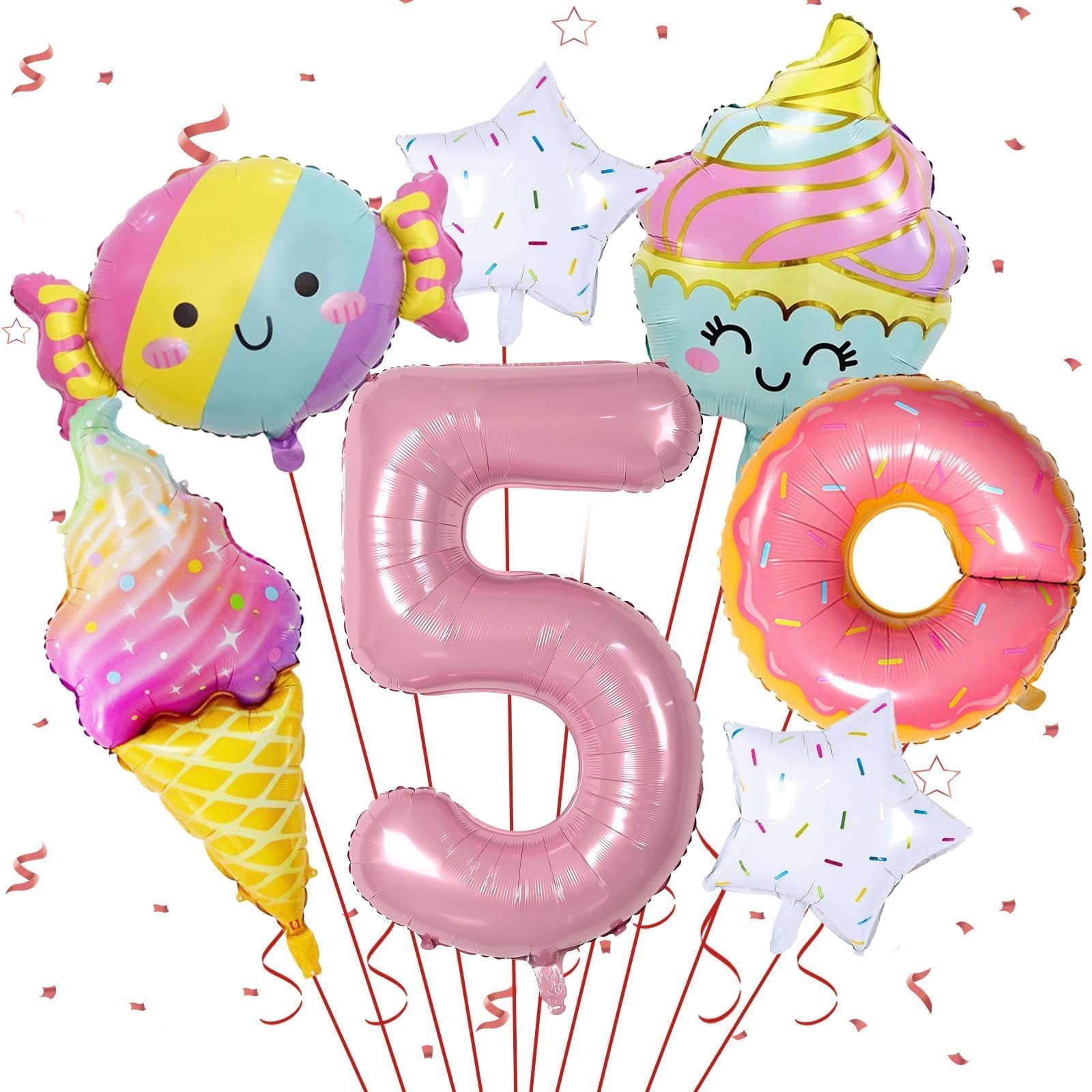 Donut 5th Birthday Decorations: Sweet Party Supplies with Foil Balloons, Backdrops for Girls