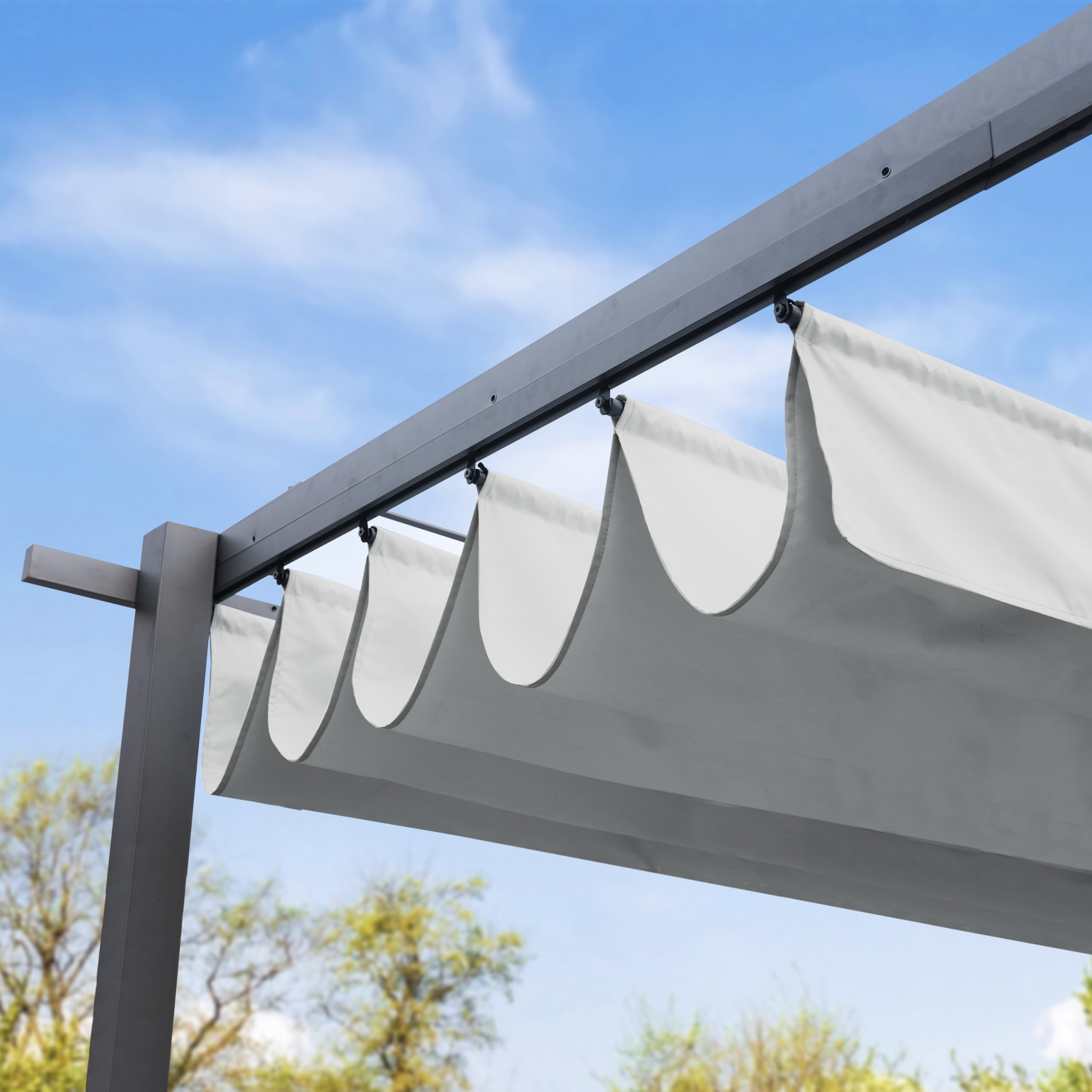 PRIMEYARD Pergola 3x4 m pavillon avec Toit rétractable Gris - Construction en Acier