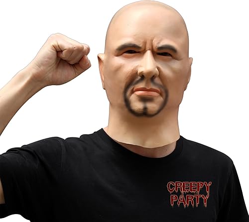 CreepyParty Disfraz de Halloween novedoso para fiesta de látex cara humana realista hombre cuerdo