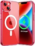 JETech Magnetic Case for iPhone 14 6.1-Inch Compatible with MagSafe Wireless Charging, Shockproof Phone Bumper Cover, Anti-Scratch Clear Back (Clear)