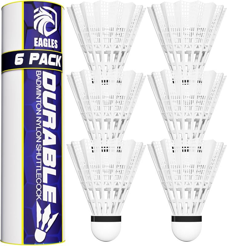 EAGLES Badminton Birdies – Volantes Bedminton de nailon para entrenamiento de bateo de softbol/béisbol – Altamente estable y duradero, paquete de 24, 12 o 6 bolas de lanzadera
