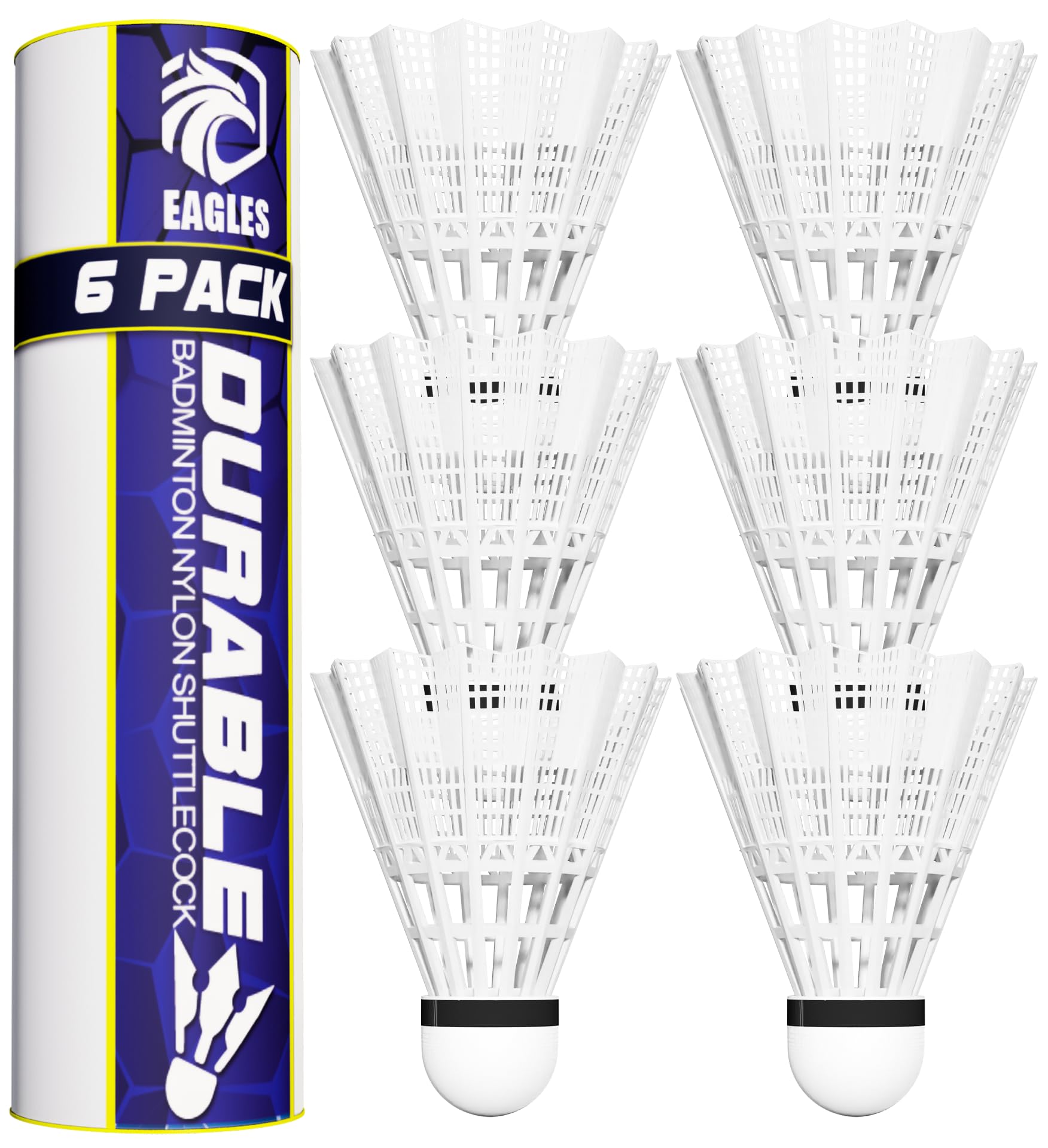 EAGLES Badminton Birdies - Nylon Bedminton Shuttlecocks for Softball/Baseball Batting Training - Highly Stable &amp; Durable 24 Pack, 12 Pack or 6 Pack Shuttle Balls