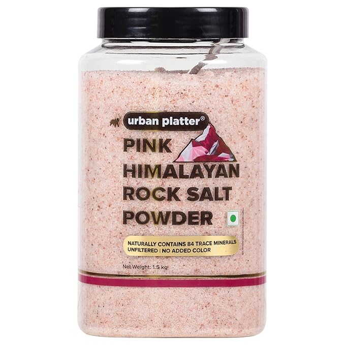 Urban Platter Pink Himalayan Rock Salt Powder Jar, 1.5kg (Additive-free | Gourmet Grade)
