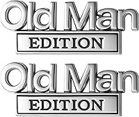 Old Man Edition 3D Metal Emblems for Jeep Truck SUV - Durable Silver Black Badges, Heavy Duty Peel & Stick Decals 2PCS