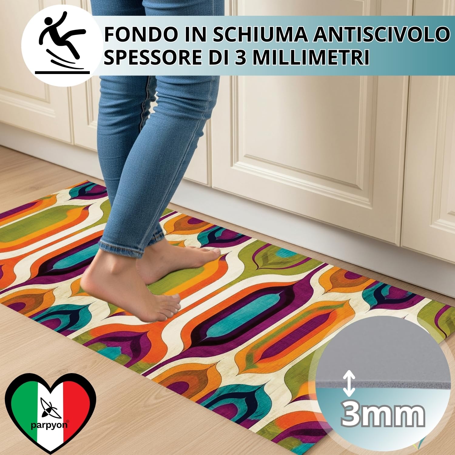 Tappeto Passatoia per Corridoio Antiscivolo Lavabile tappeto cucina Tappeti Runner 80X140CM Verde Nero Oro Spazio Abitativo Tappeto Runner ingresso interno Soggiorno Antimacchia Tappetino per metro