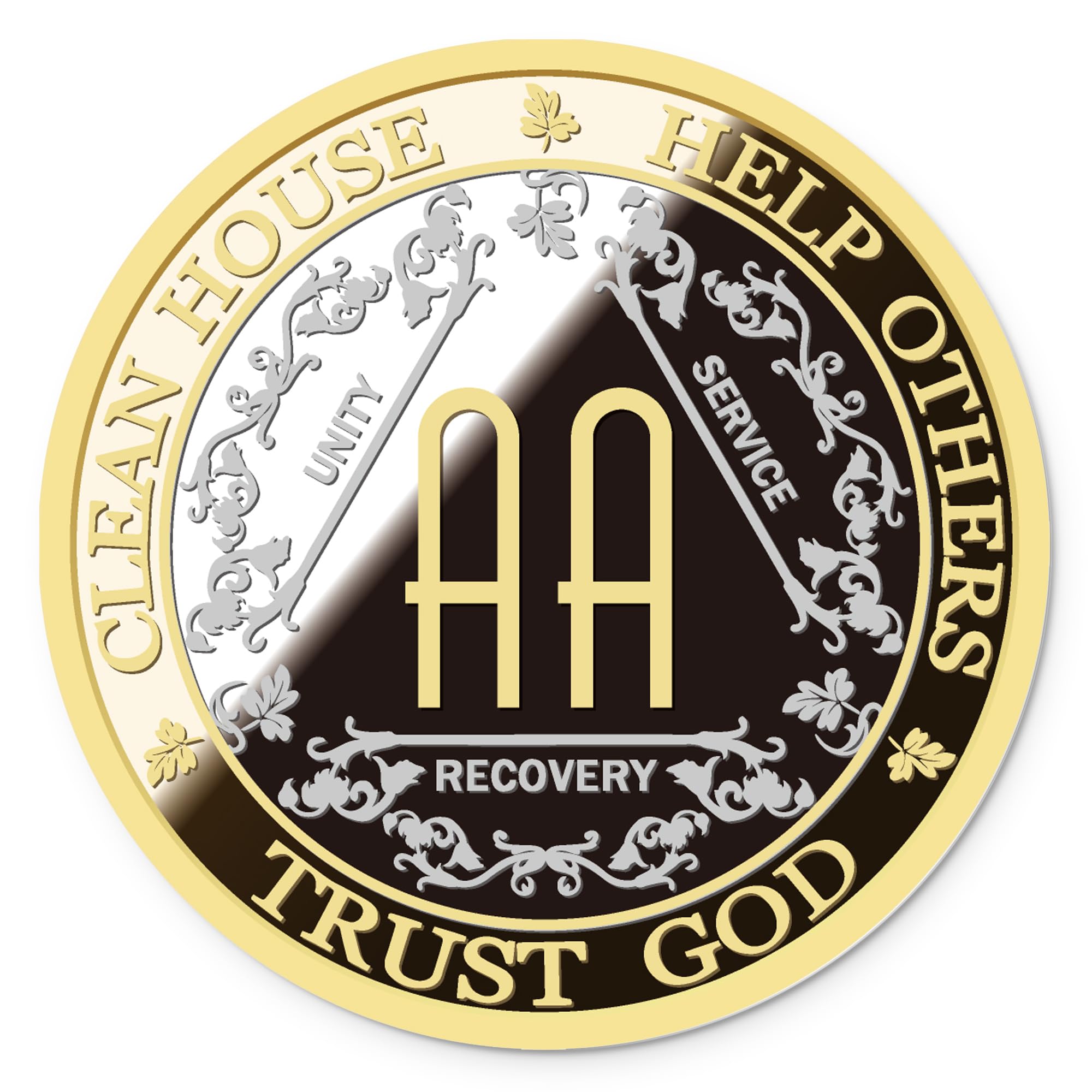AA Sobriety Coin – Exquisite AA Anniversary Coins, Medallions &amp; Chips – The Perfect Sober Gift for AA Recovery and Clean Milestones (No Year)