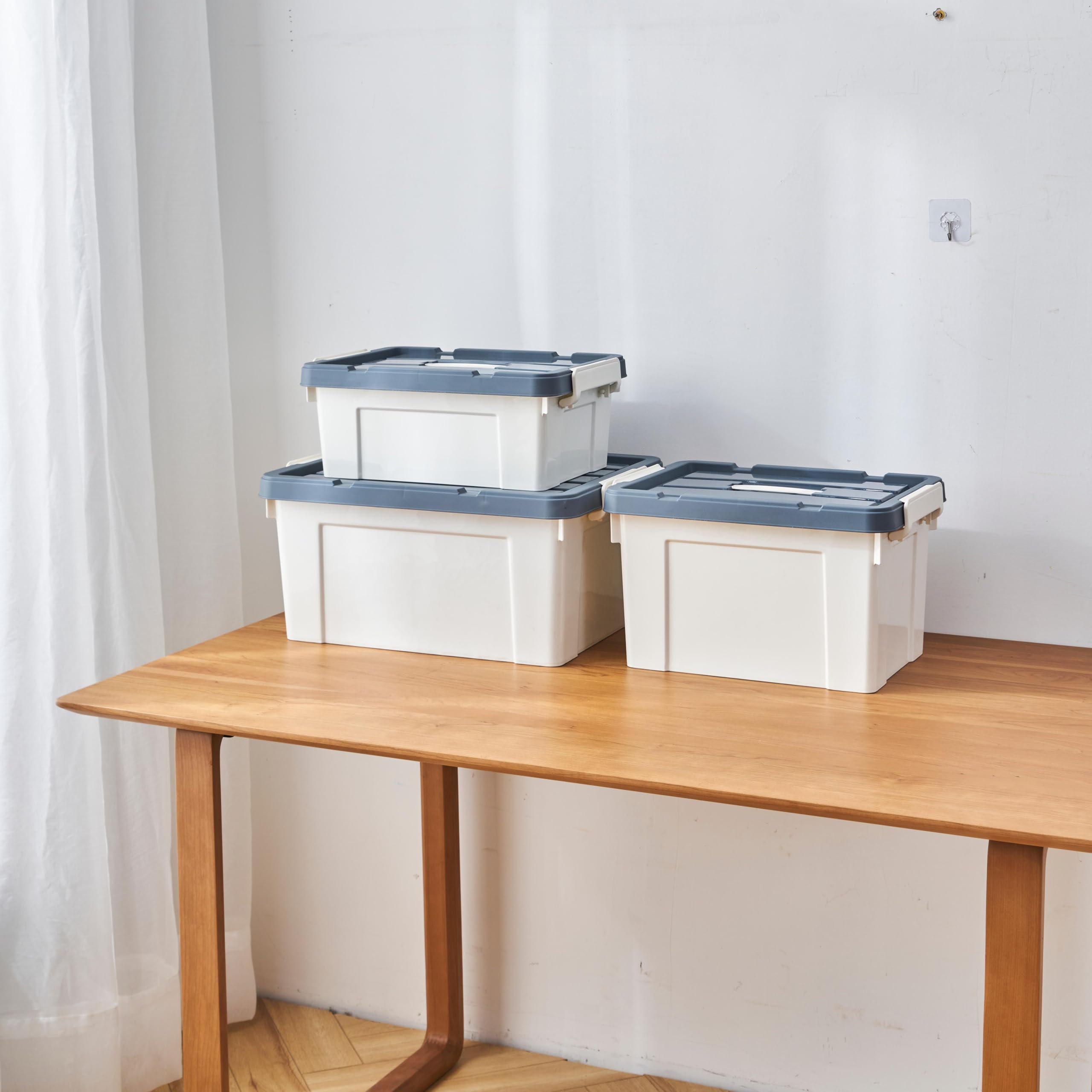 Cetomo 20L* 4 Plastic Opbergdoos, Tote doos, Transparante Organiserende Container met Duurzaam geel Deksel en Veilige Klink Gespen, Stapelbaar en Nestable, 4Pack