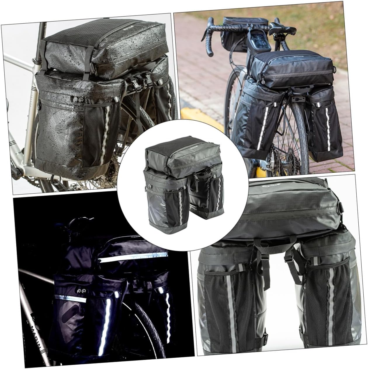 Bike Rear Seat Shelf Bag Waterproof 50l Cycling Pannier Bag 3-in-1 Travel Bicycle for Mountain and Road Bikes