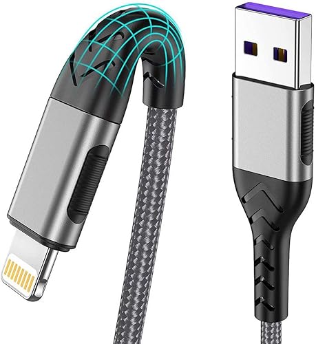 Durcord - Cargador de iPhone con certificado MFi, paquete de 3 cables lightning de 10 pies, cable USB A largo de carga rápida para iPhone Xs Max,