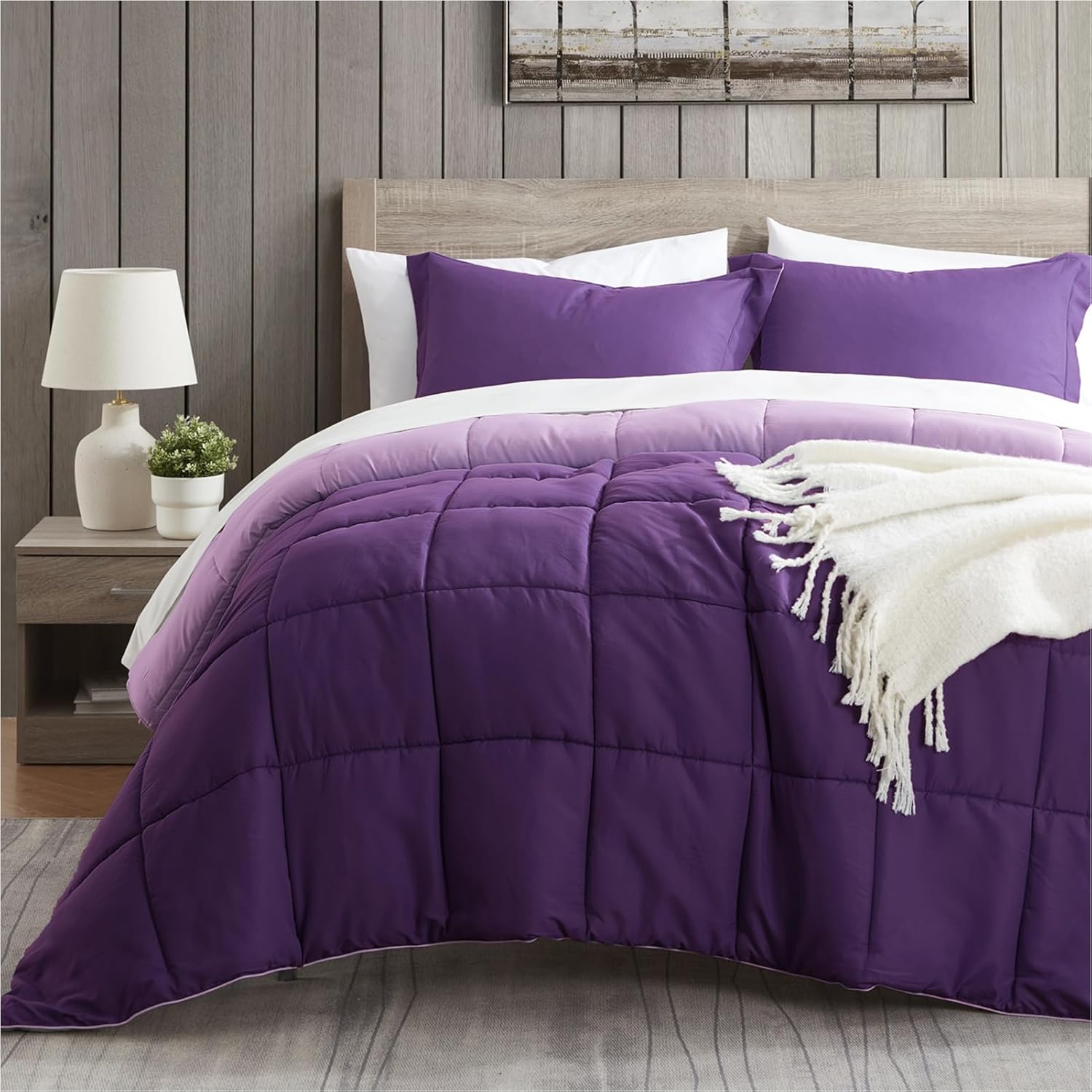Satisomnia Queen Comforter Set, Dark Purple Bedding