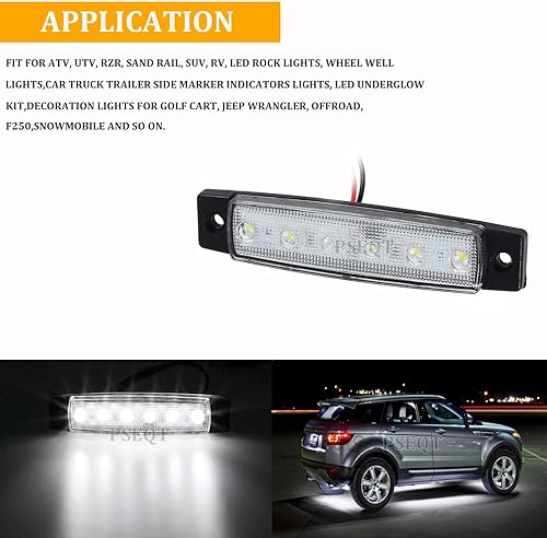 Miniatura 3 de PSEQT 10 unidades de luces LED de tira de roca para auto, luces de rueda de bajo brillo, kits de iluminación para guardabarros, impermeables para