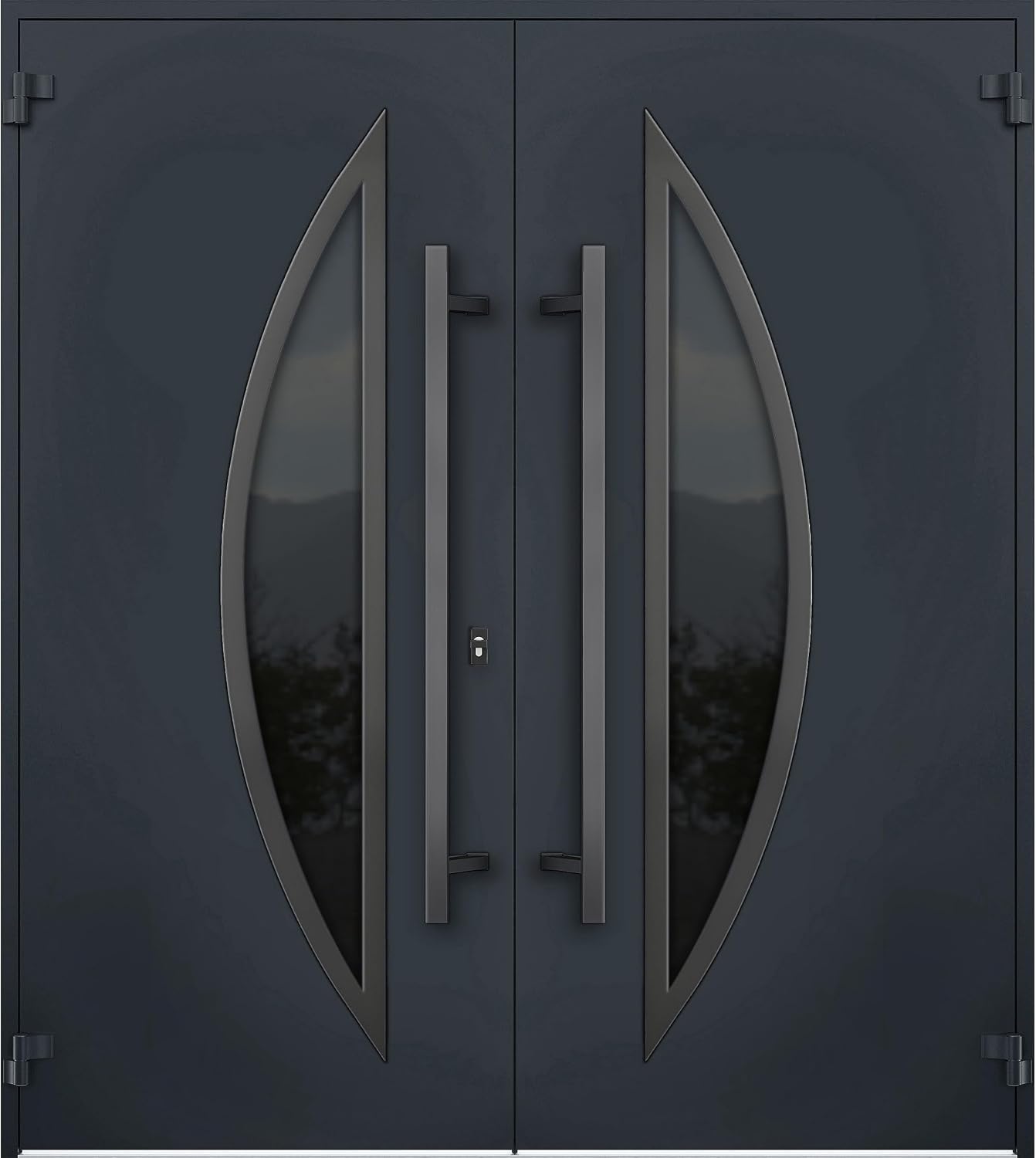 VDOMDOORS Front Exterior Prehung Metal Double Doors/Deux 6501 Anthracite Enamel Tinted Anthracite Glass/Entry Modern Painted Right Inswing Active Door 72" x 80"