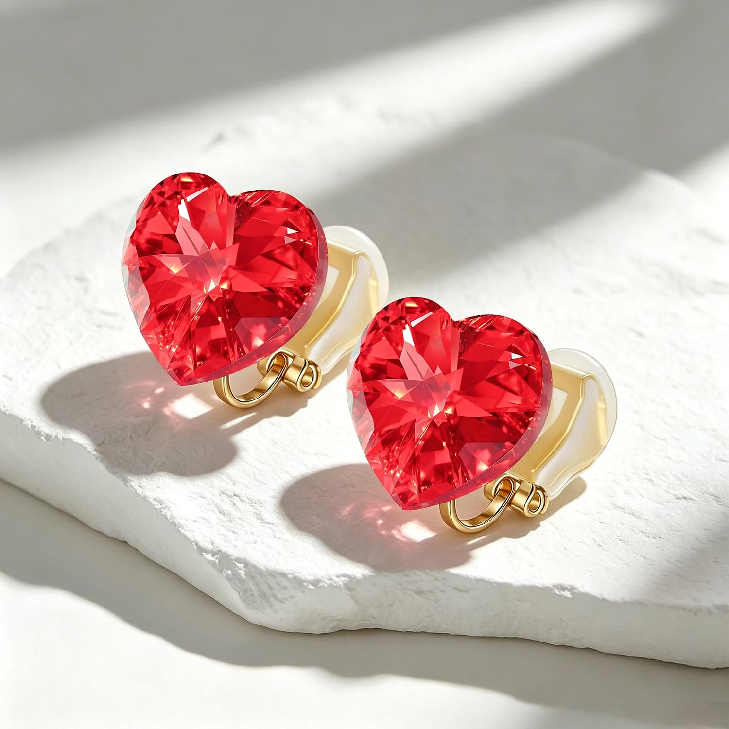 Heart Crystal Clip On Earrings for Women with Jewelry Box image 5