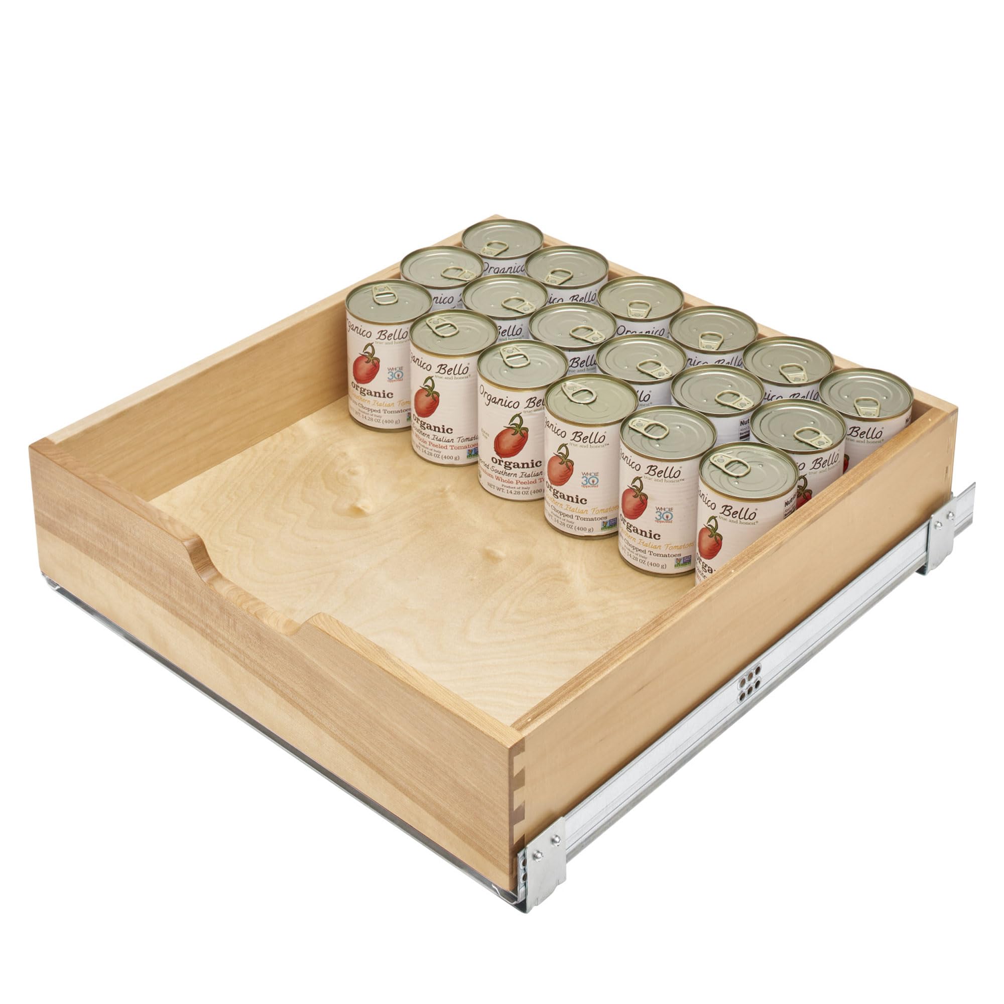 Standard Pullout Kitchen Cabinet Organizer and Drawer Box with Soft-Close for 24" Base and 20.75" W Cabinet Opening, Wood, 4WDB-21SC-1