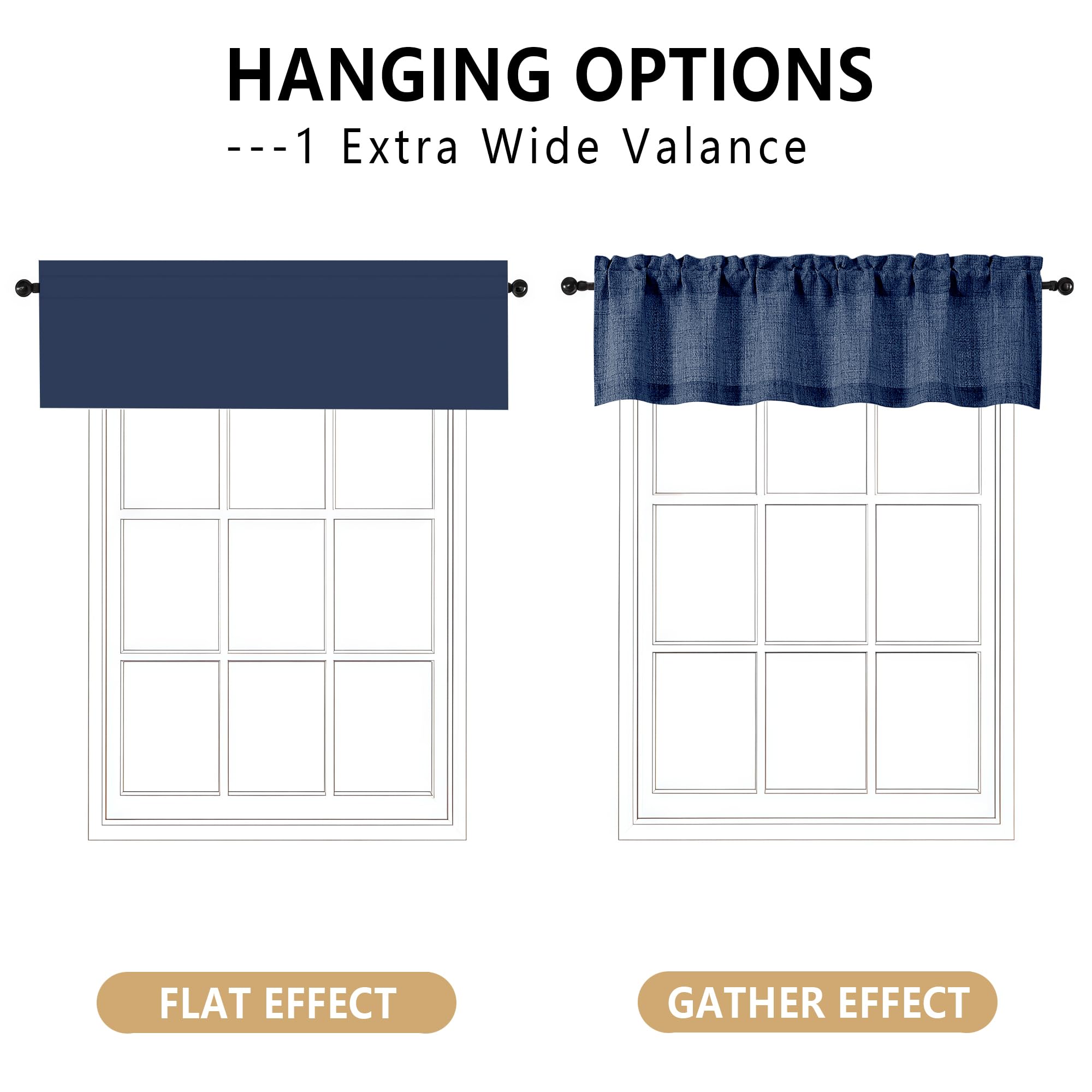 Snapklik.com : Navy Blue Valance For Windows, Light Filtering Faux ...