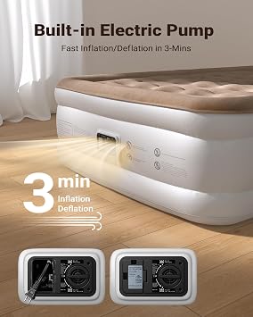 iDOO Queen Air Mattress with Built in Pump, Inflatable Blow up Bed