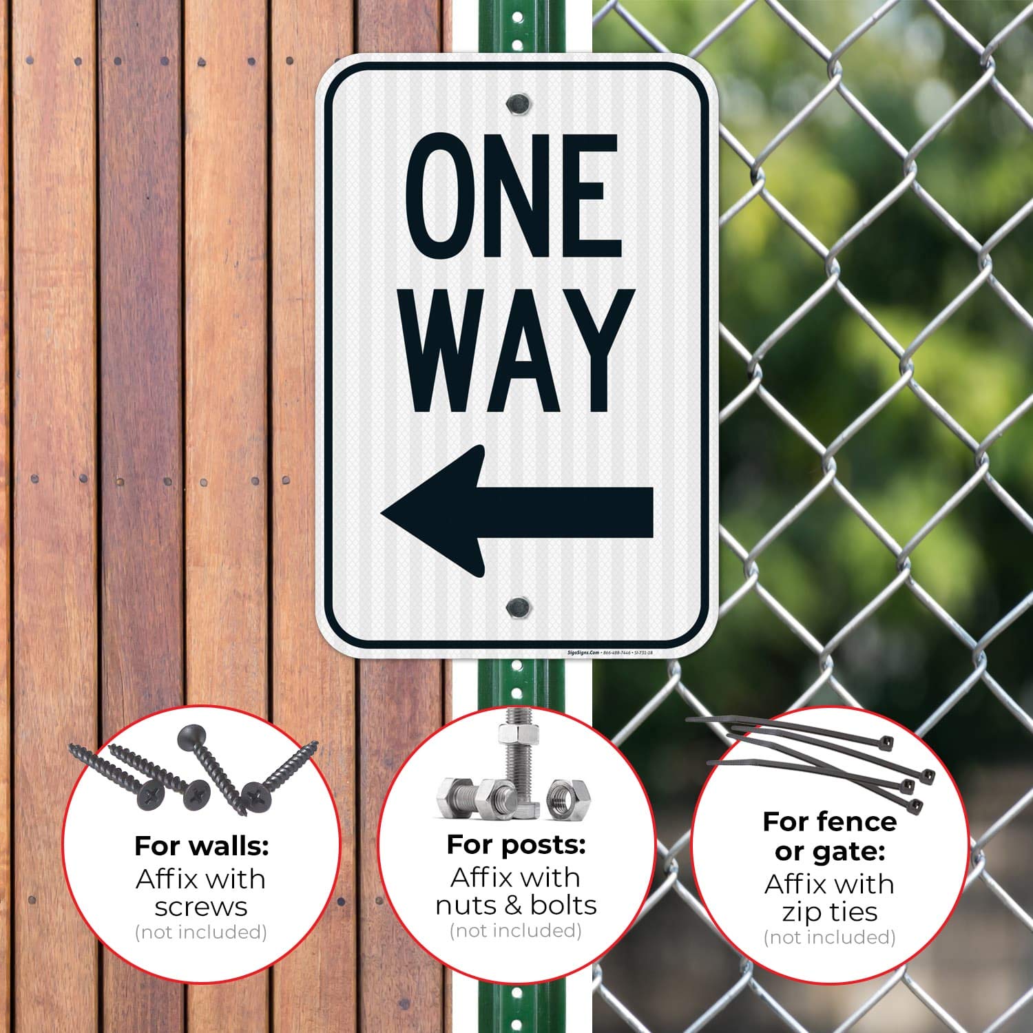 One Way Sign, 12x18 Inches, 3M EGP Reflective .063 Aluminum, Fade Resistant, Made in USA