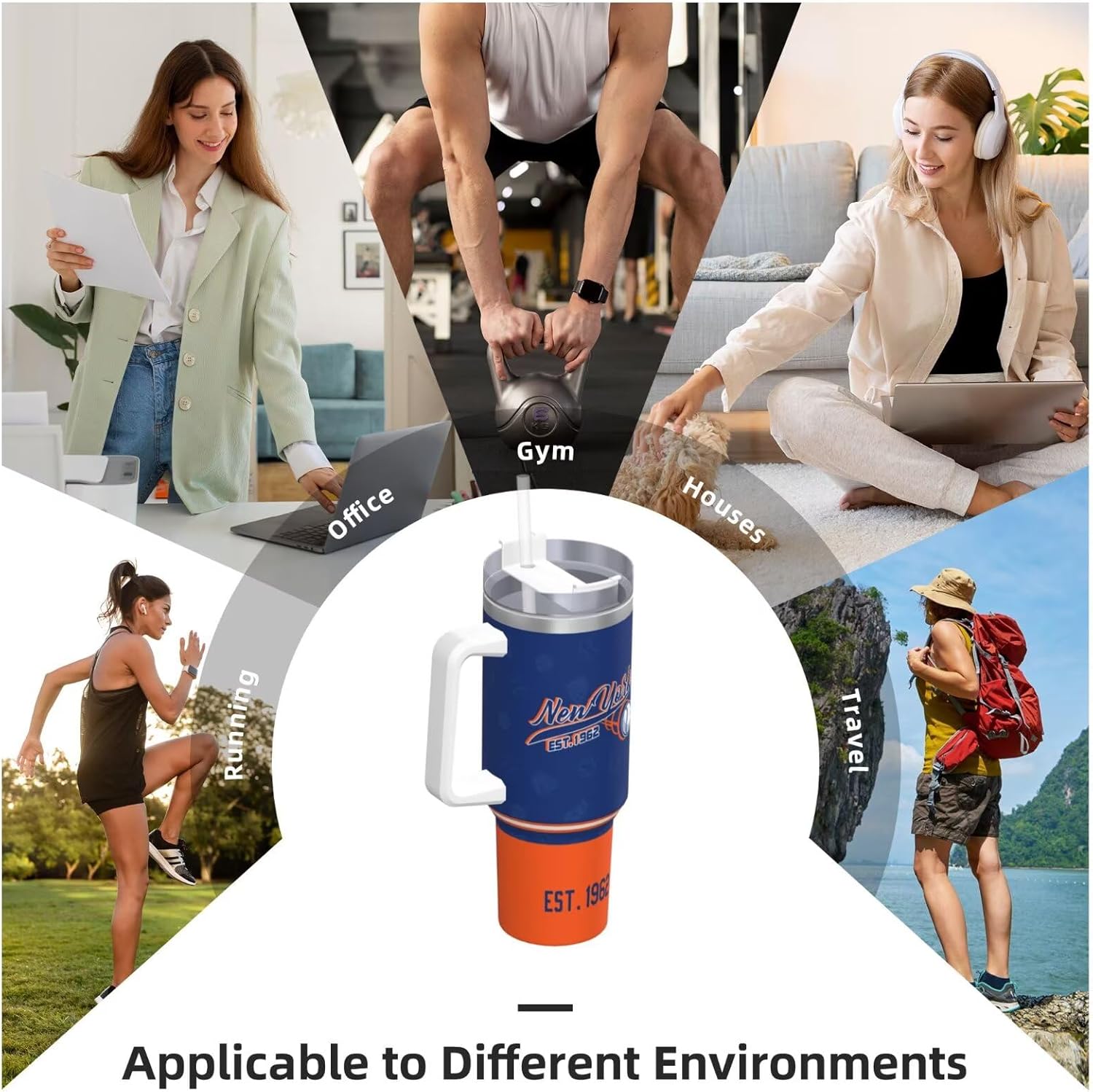 New-York 30 oz Tumbler with Handle and Straw,Car cup,Coffee Mug,100% Leakproof Insulated Tumbler with Lid and Straw,Made of Stainless Steel,Cup Holder Friendly Base,Classic Collection Gifts for Fans - Image 7