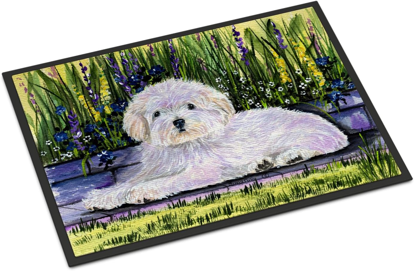 Caroline's Treasures SS8430MAT Coton de Tulear Doormat 18x27 Front Door Mat Indoor Outdoor Rugs for Entryway, Non Slip Washable Low Pile, 18H X 27W