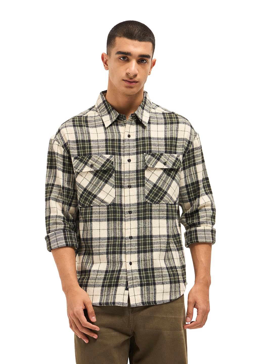 the bear house Men's Relaxed Fit Red Check Cotton Casual Shirt-picture-20