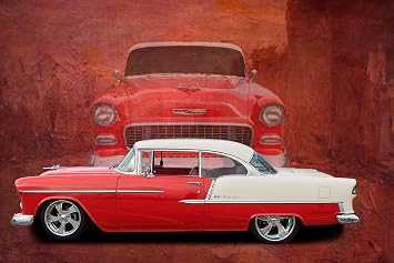 Home Comforts 1956 Chevy Bel Air Sports Car Muscle Car - Vintage Art Reproduction, Wall Decor 11x17 inches - Laminated Poster with Bright Colors and Vivid Details.